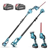 Seesii 3 in 1 Akku Teleskop Heckenschere, Akku Grasschere und Strauchschere mit 2 * 4.0Ah...