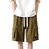 OIUHJN Shorts Herren Kord Sommer Herren Shorts Elastischer Bund Kordelzug Beiläufige Lose...