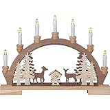 EGLO LED Lichterbogen Weihnachten mit 7 Kerzen, geschnitzer Fensterleuchter aus Holz in...