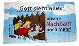 Fahne/Flagge Gott Sieht Alles Nachbarn 90 x 150 cm