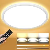 Deckenlampe Led Deckenleuchte Dimmbar mit Fernbedienung - 24W 2400LM Ø30cm...