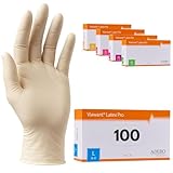 Latexhandschuhe 100 Stück | L | Puderfreie Latex Handschuhe Weiß | Texturiert, reißfest...