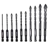 10 Stück Hartmetall Bohrer Set, Schlagbohrer 7 Größen 3/4/5/6/8/10/12mm, Betonbohrer...