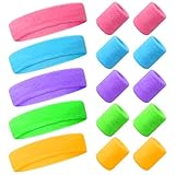 15 Stück Schweissband Set Schweissband Handgelenk Stirnband Sport Elastisch mit...