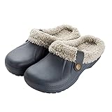 RXLLDOLY Winter Clogs Gefüttert Damen Herren, Warme Hausschuhe Wasserdicht...