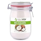 GreatVita Bio Kokosöl, nativ & kaltgepresst, 1000 ml im Bügelglas zum Kochen &...