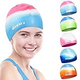 GIKOY Badekappe Kinder Lange Haare, Schwimmkappe für Mädchen Jungen im Alter von 5 bis...