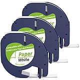 3 x Etikettenband, kompatibel mit DYMO LetraTag 12 mm x 4 m, Etikettiergerät, schwarzer...