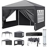 LEADZM Pavillon 3x3m,Pop-up Faltpavillon,Wasserdichter,Winterfest,Höhenverstellbar,UV...
