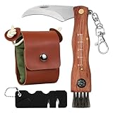 Wisebom Pilzmesser mit Bürste und Lineal, Taschenmesser mit Canvas Bushcraft Tasche...