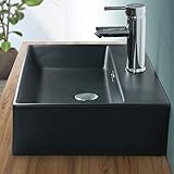 LuxeBath Waschbecken zur Wandmontage oder als Aufsatzwaschbecken mit Hahnloch, 51 x 36 x...