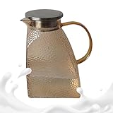 Bomefoi Glaskrüge mit Griff und Deckel, Getränke-Serviergeschirr, Hammer gemustert, 1,5...