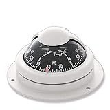 wellenshop Marine Kompass Bootskompass wasserdicht Weiß/Grau Aufbau Boot Schiffskompass...