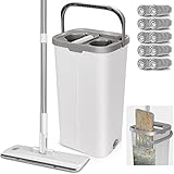 Midyb Wischmopp Set mit Eimer, Putzeimer mit Wischmop & 10 Mikrofaser Pads,...