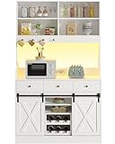 Küchenschrank, Sideboard mit LED-Beleuchtung, Steckdose, Buffetschrank, Abnehmbares...