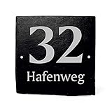 Hausnummernschild Hausnummer Schiefer mit Gravur - Ihre Hausnummer & Straßenname |...