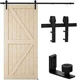 TSMST 200cm Schiebetürsystem Komplett-Set für Schiebetüren mit Bodenführung Schwarz...