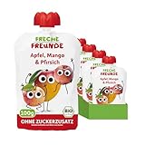 FRECHE FREUNDE Bio Quetschie, Apfel, Mango und Pfirsich, Fruchtmus im...