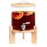 Navaris 5L Getränkespender mit Zapfhahn aus Edelstahl - Glas Wasserspender mit Stand aus...