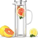 Uootach Glaskaraffe mit Deckel, Wasserkaraffe 1.5 Liter, Glas Krug karaffe aus...