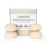 Sinutan® Konjac Schwamm | 100% Natürliche (4er-Set) Reines Weiss | Reinigungsschwamm...