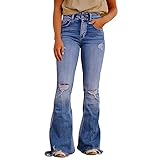 MKIUHNJ Kleidung Mädchen Teenager Zerrissene Schlagjeans für Damen Gewaschene...