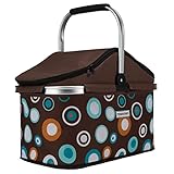 anndora Einkaufskorb 25 Liter ISO Picknick Kühlkorb - braun hellblau