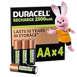 Duracell Rechargeable AA 2500 mAh Mignon Akku Batterien HR6, 4er Pack