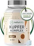 naturally Kupfer Tabletten [180 Stück] – 2mg Kupfer hochdosiert als Komplex...