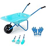 Colwelt Kinder Schubkarre Set Metall, 6-teilig, Metall Kinderschubkarre für den Garten...