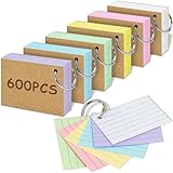 600PCS Linierte Karteikarten, A8 Lernkarten mit Ring in der praktischen Lernbox,...