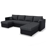 VitaliSpa Sofa U Form, Schwarz/Grau, 290 cm