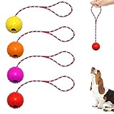 Wurfball Hund, 4 Stück Ball mit Seil Naturkautschuk Ball für Hunde Hundespielzeug Ball...