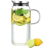 ecooe Glaskaraffe 1500ml (Volle Kapazitat) Glaskrug aus Borosilikatglas Wasserkrug mit...