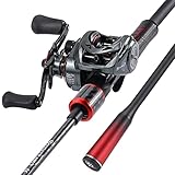 Sougayilang Baitcasting Angelrute und Rolle, mittelgroß, 1,8 m, niedriges Profil mit...