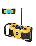 DAB Plus Radio Baustellenradio Mit Akku,Outdoor Radio Mit Bluetooth, DAB+, FM Und Aux,...