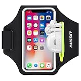 HAISSKY Sportarmband Mit Kopfhörer Tasche Sportarmband Handytasche Sport für iPhone 15...