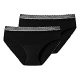 Schiesser Damen Secret Care Periodenunterwäsche Slip Tiefschutz, 2er pack, schwarz, 42/44