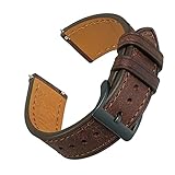 20mm Kaffee Leder Uhrenarmbänder Schnellverschluss für Herren EACHE Italien...