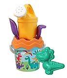 Dino Baby Eimergarnitur, Sandspielzeug, 6 Teile, Eimer, Sieb, Sandform, Schaufel, Rechen,...