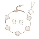 TOFBS Vierblättriges Kleeblatt Schmuckset für Damen und Mädchen 18K Roségold Plattiert...