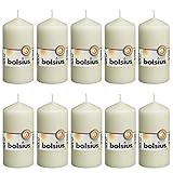 Bolsius Glatte Stumpenkerzen - Elfenbein - Set 10 Stück - Dekorative...