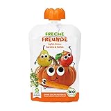 FRECHE FREUNDE Bio Quetschie Apfel, Birne, Karotte & Kürbis, Fruchtmus im Quetschbeutel...