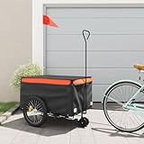 Fahrradanhänger Schwarz und Orange 45 kg Eisen, Xichuzi Fahrrad Anhänger,...