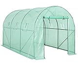 Gardebruk Foliengewächshaus 7m² aufrollbare Tür 6 Fenster Treibhaus...