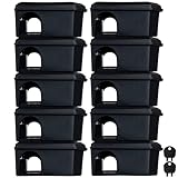 Roshield 10 x Schwarze, manipulationssichere Mäuseköderboxen - hält Mäusegift sicher...