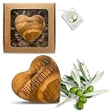 OLIQUE Herz aus Olivenholz - Handgemachter Handschmeichler als Geschenk zur...