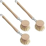 3er Set Spülbürste, Spülbürsten aus Holz, Topfbürste, Geschirrbürste für...