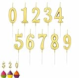 QRTSJ Geburtstagskerzen, 10 Stück Geburtstags-Kerzen-Set 0-9 Geburtstag Ziffer Kuchen...