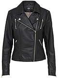 ONLY Damen onlGEMMA Faux Leather Biker OTW NOOS Jacke, Schwarz Black, Medium...